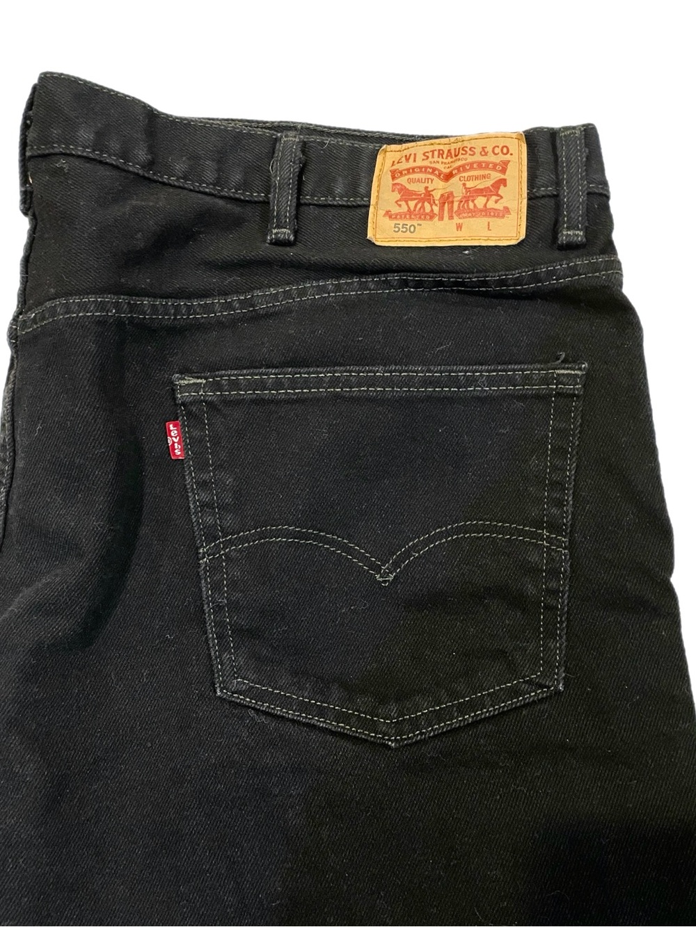 Levis 550 Black Jeans Relaxed Fit Button Fly Dark Denim Tapered Fit Mens 50X30